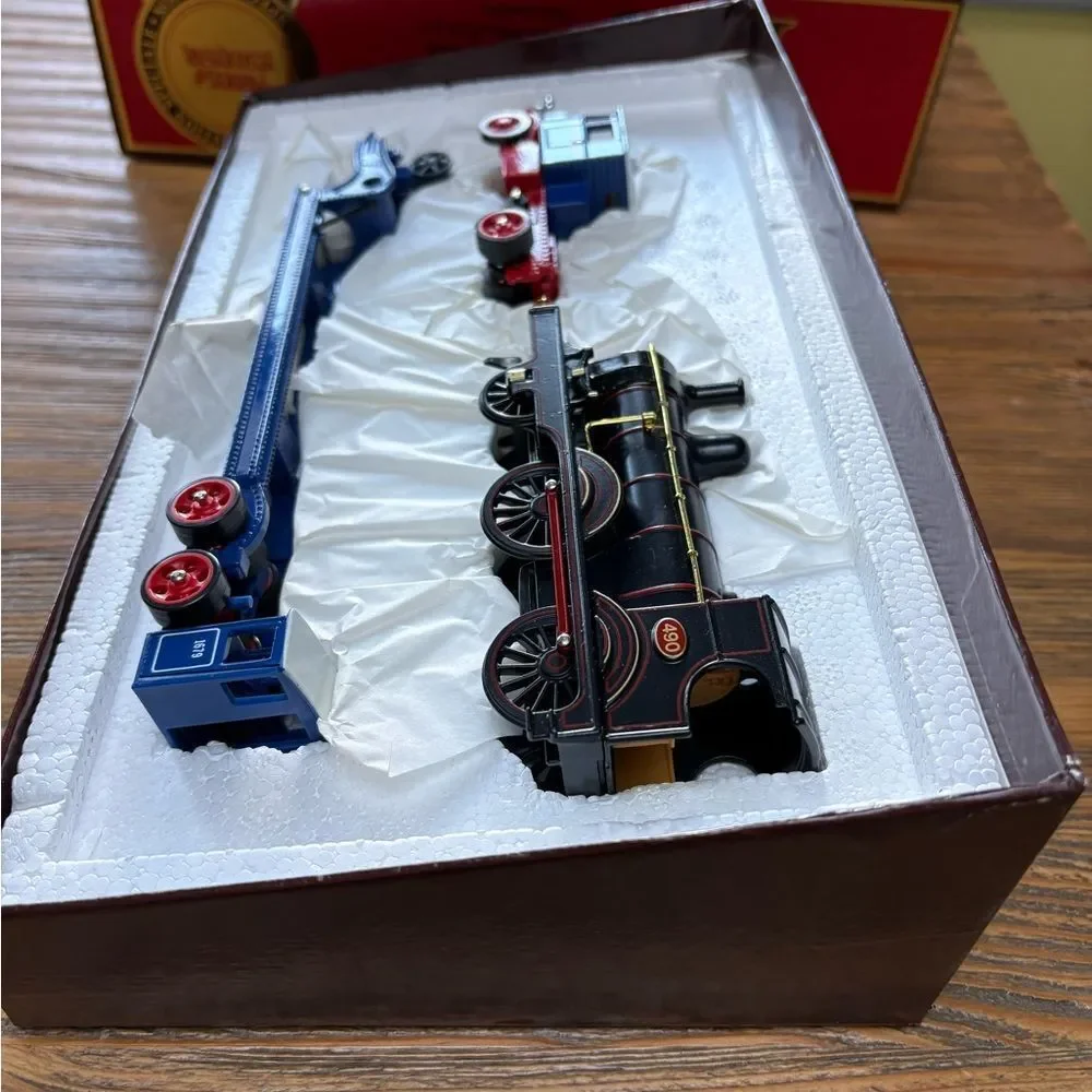 Vintage Matchbox Black and Blue Toy Locomotive Truck & Trailer Set